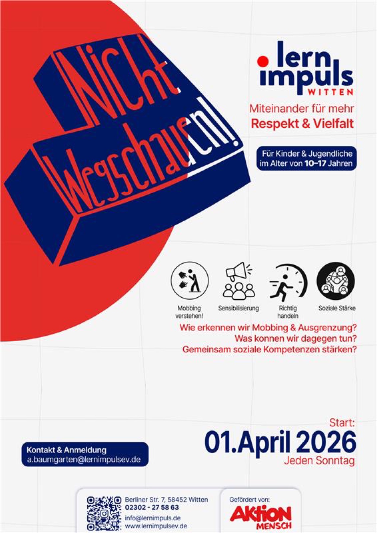 „Nicht wegschauen!“ – Gemeinsam gegen Mobbing und Ausgrenzung