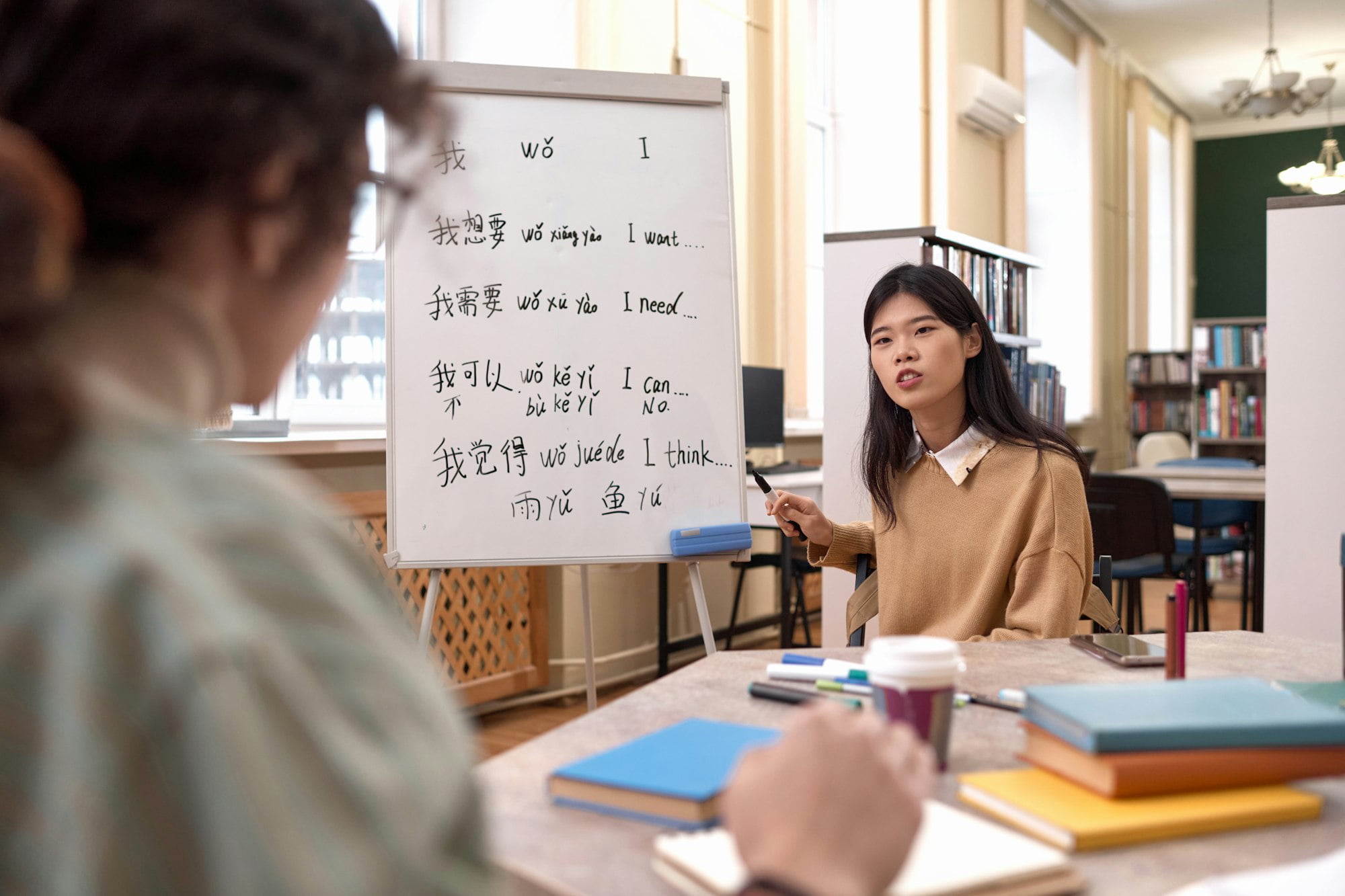 Female Teacher Teaching Chinese Language Class